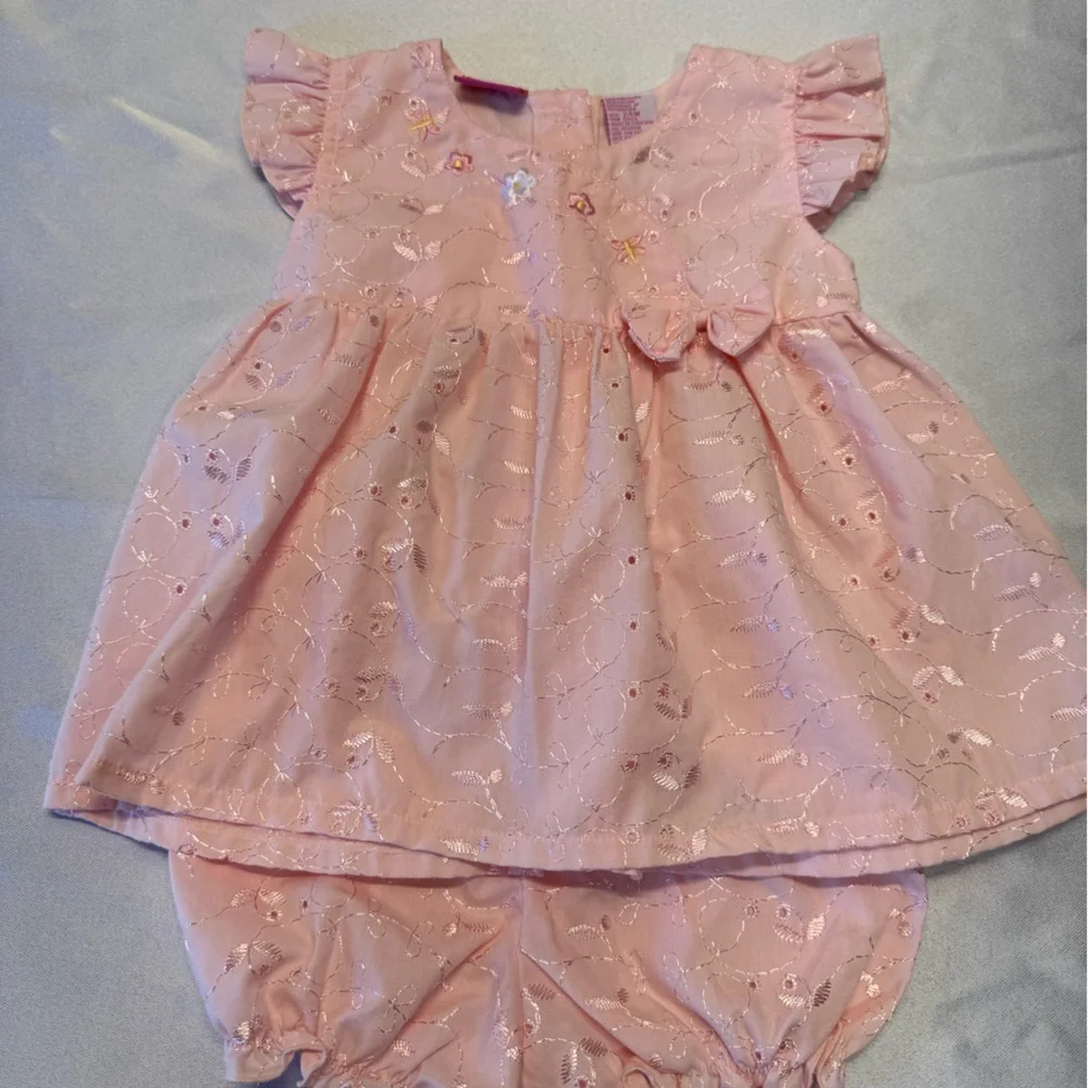 Little Lindsey pink eyelet dress w/bloomers, NWOT, size 24m